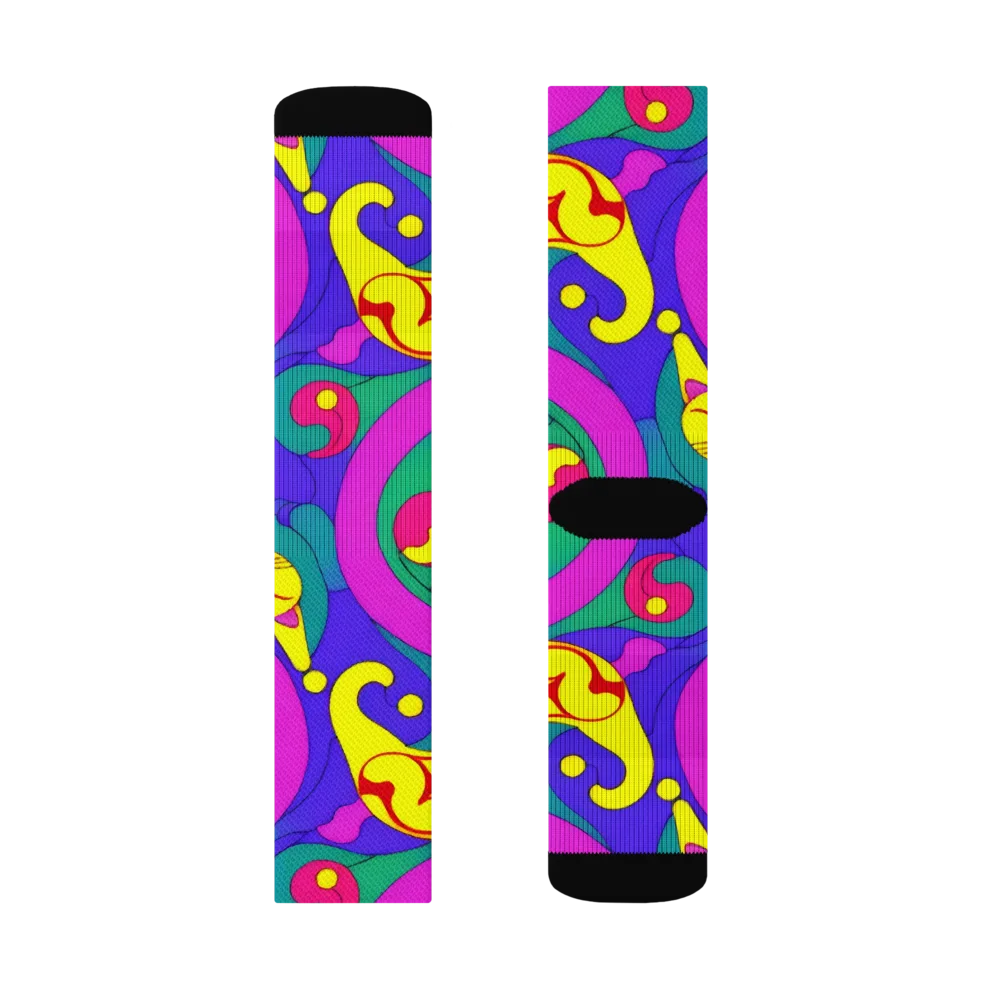 Neon Cat’s Cradle on Socks — Left Sock