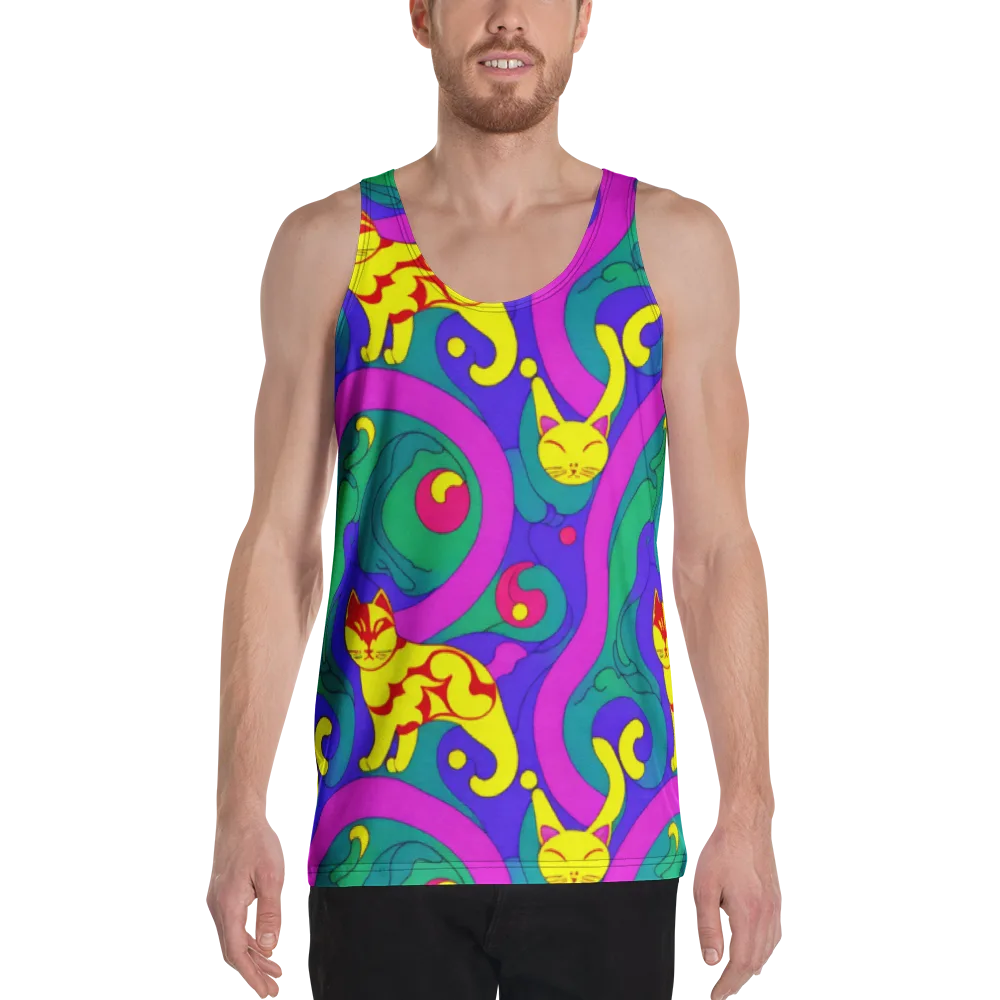 Neon Cat’s Cradle on Men's Tank Top — Front