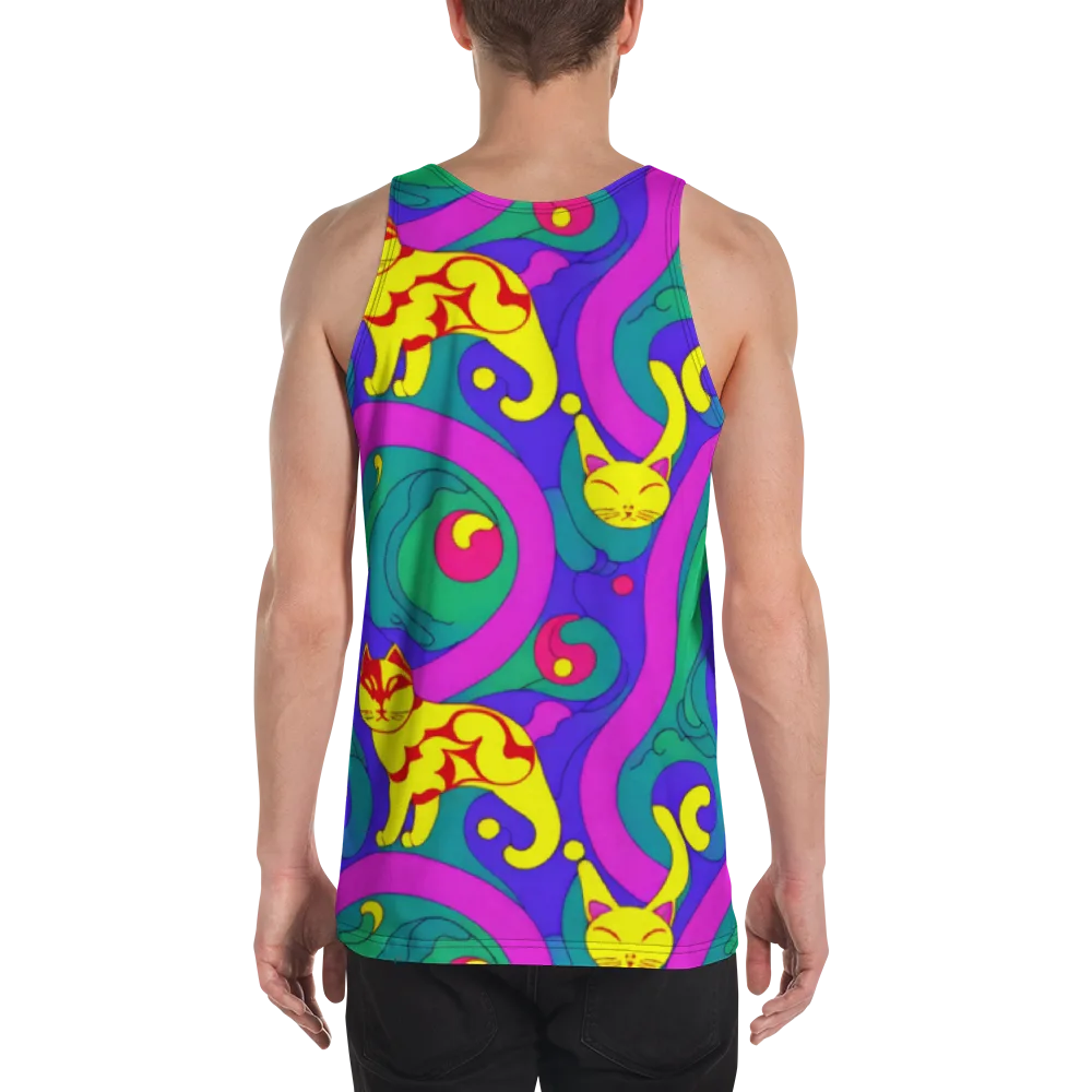 Neon Cat’s Cradle on Men's Tank Top — Back