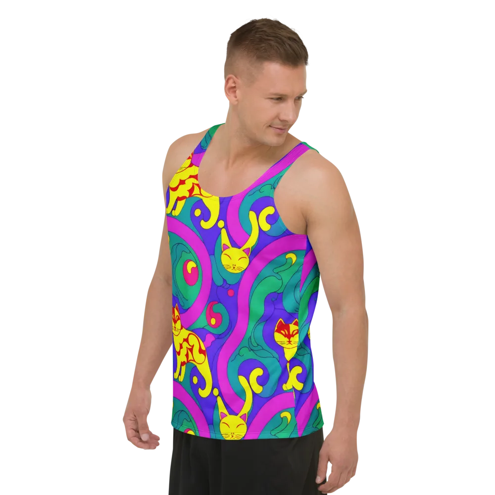Neon Cat’s Cradle on Men's Tank Top — Left Front