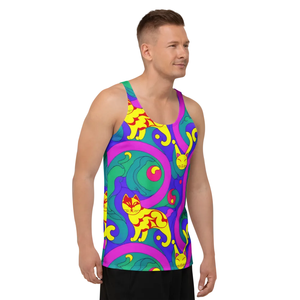 Neon Cat’s Cradle on Men's Tank Top — Right Front