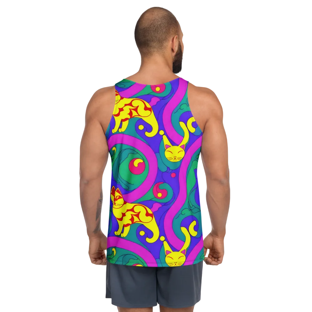 Neon Cat’s Cradle on Men's Tank Top — Back