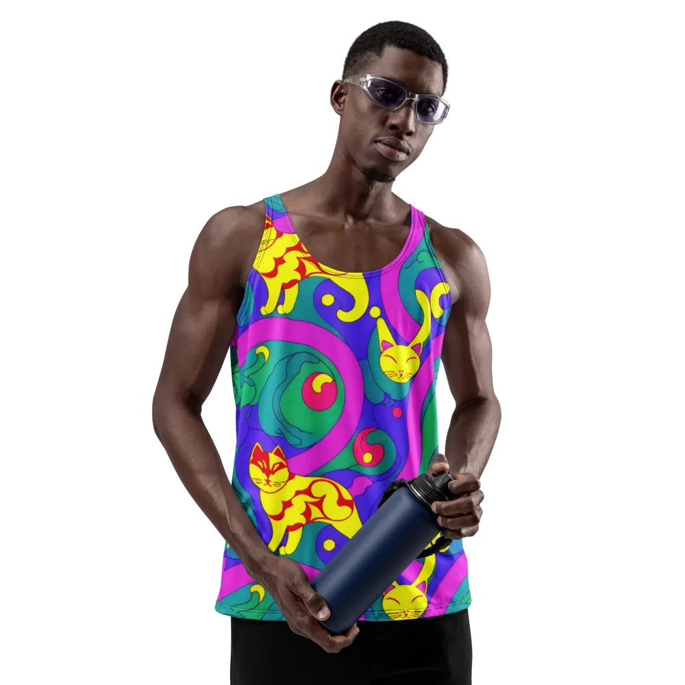 Neon Cat’s Cradle on Men's Tank Top — Front