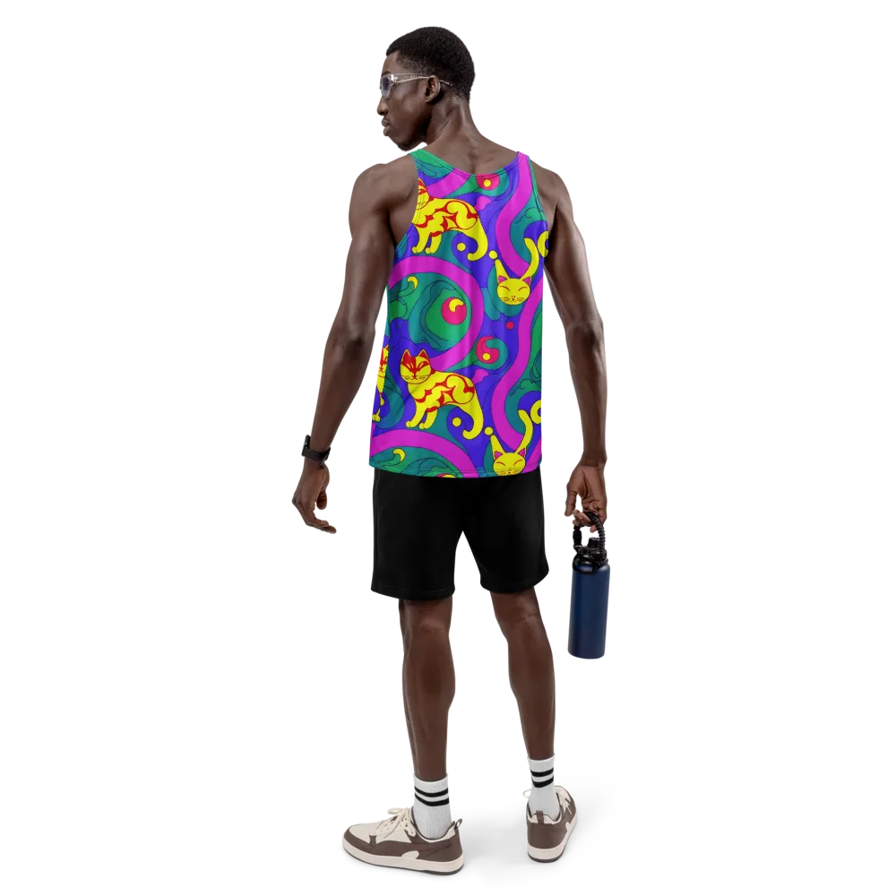 Neon Cat’s Cradle on Men's Tank Top — Back