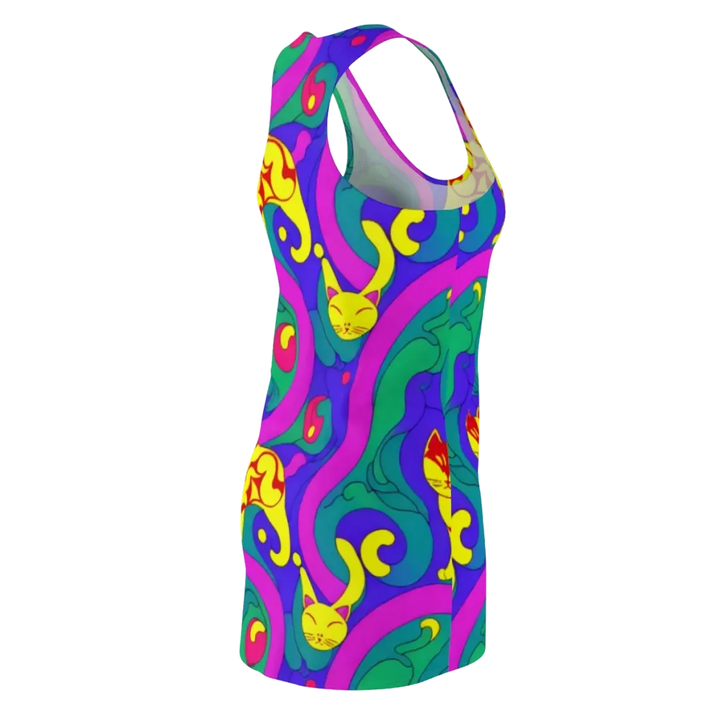 Neon Cat’s Cradle on Racerback Dress — Back Side
