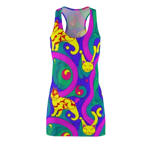 Neon Cat’s Cradle on a Racerback Dress