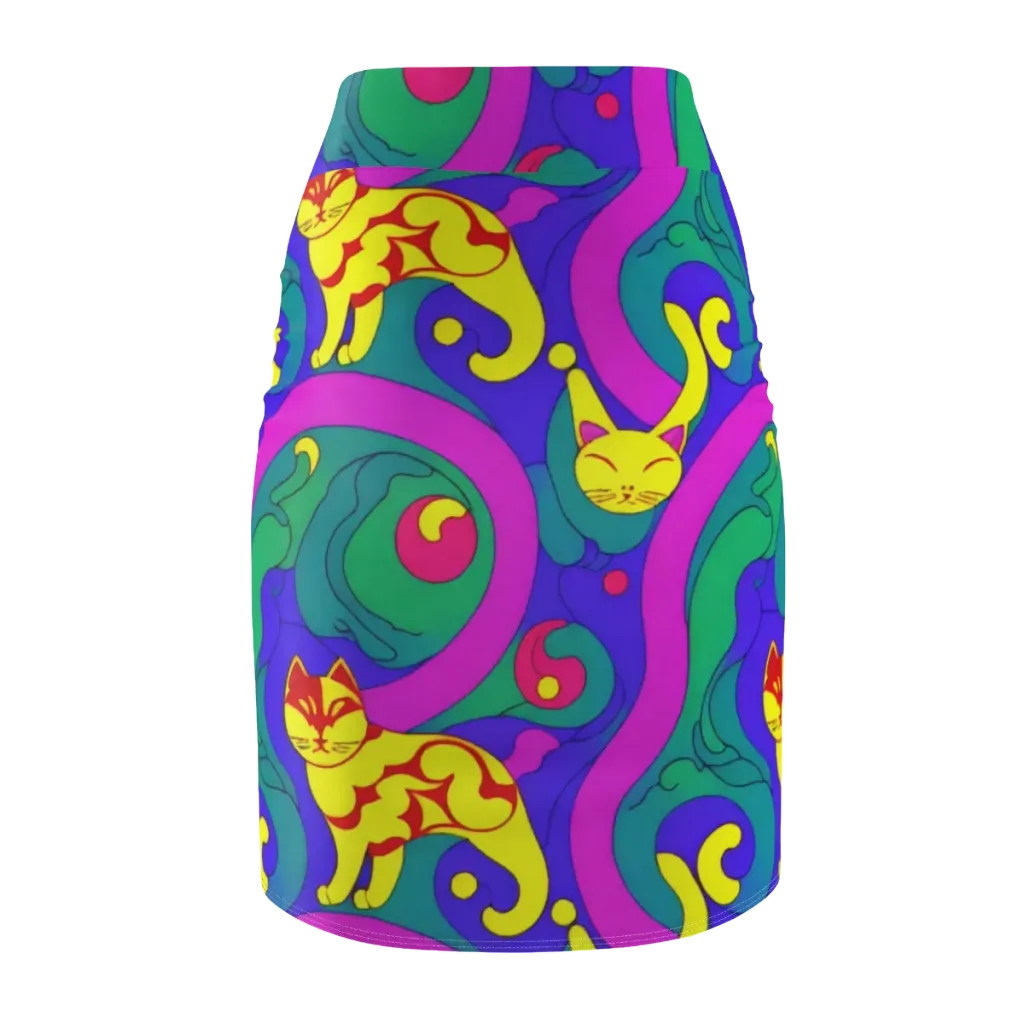 Neon Cat’s Cradle on Pencil Skirt — Back