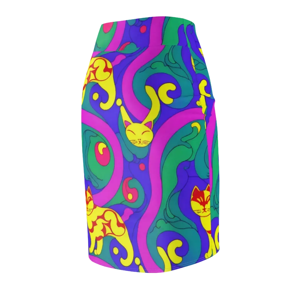 Neon Cat’s Cradle on Pencil Skirt — Back Side