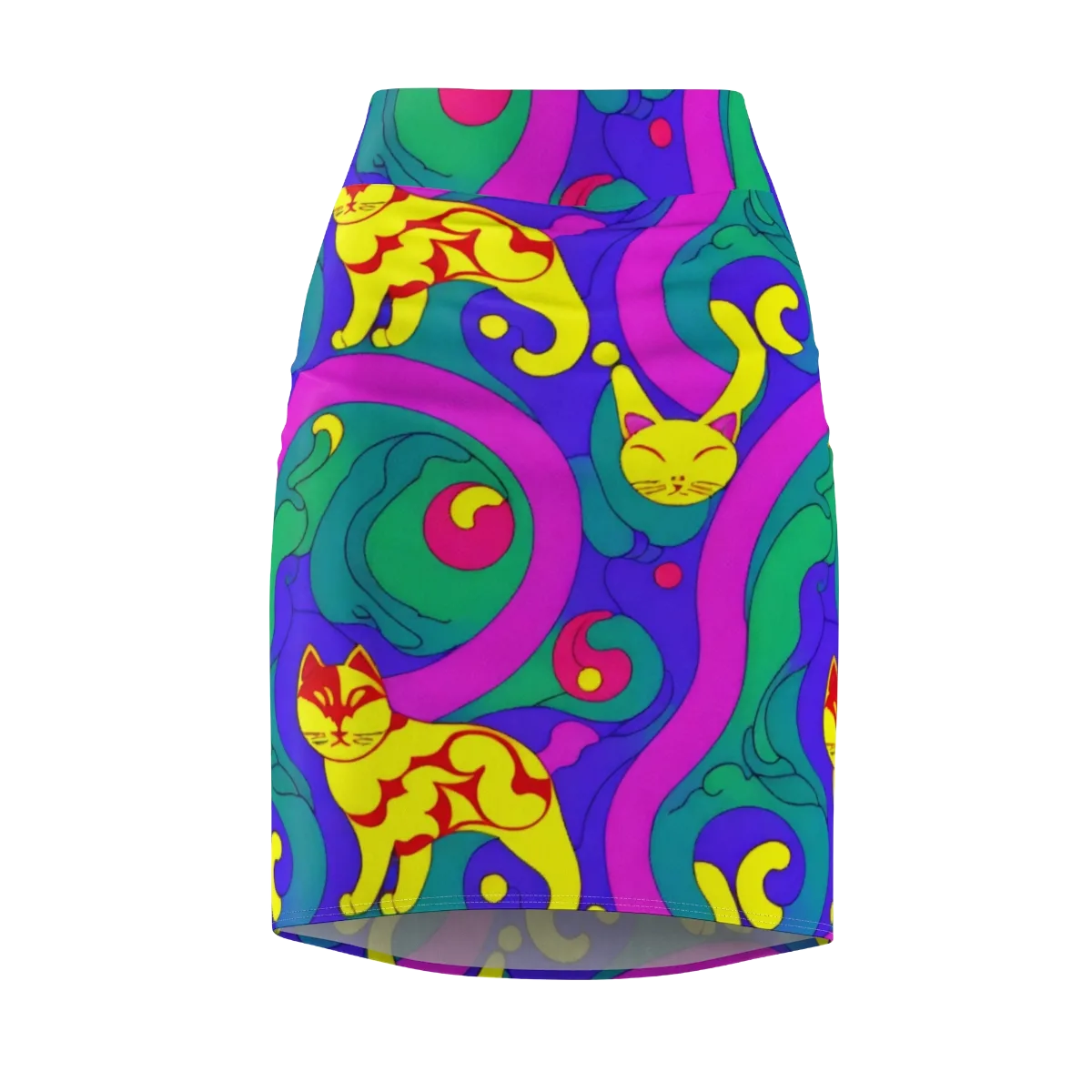 Neon Cat’s Cradle on Pencil Skirt — Front