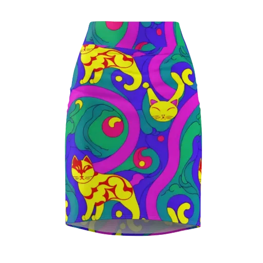 Neon Cat’s Cradle on a Pencil Skirt
