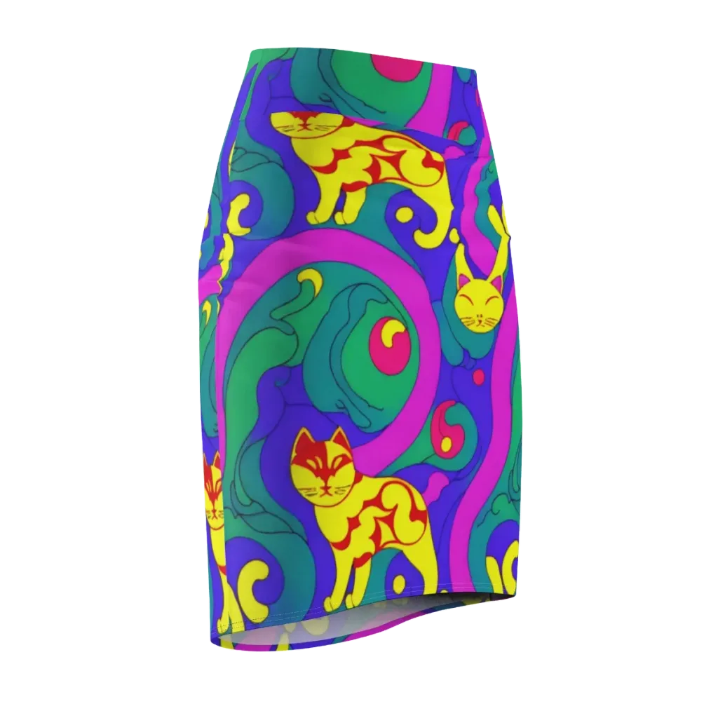 Neon Cat’s Cradle on Pencil Skirt — Front Side