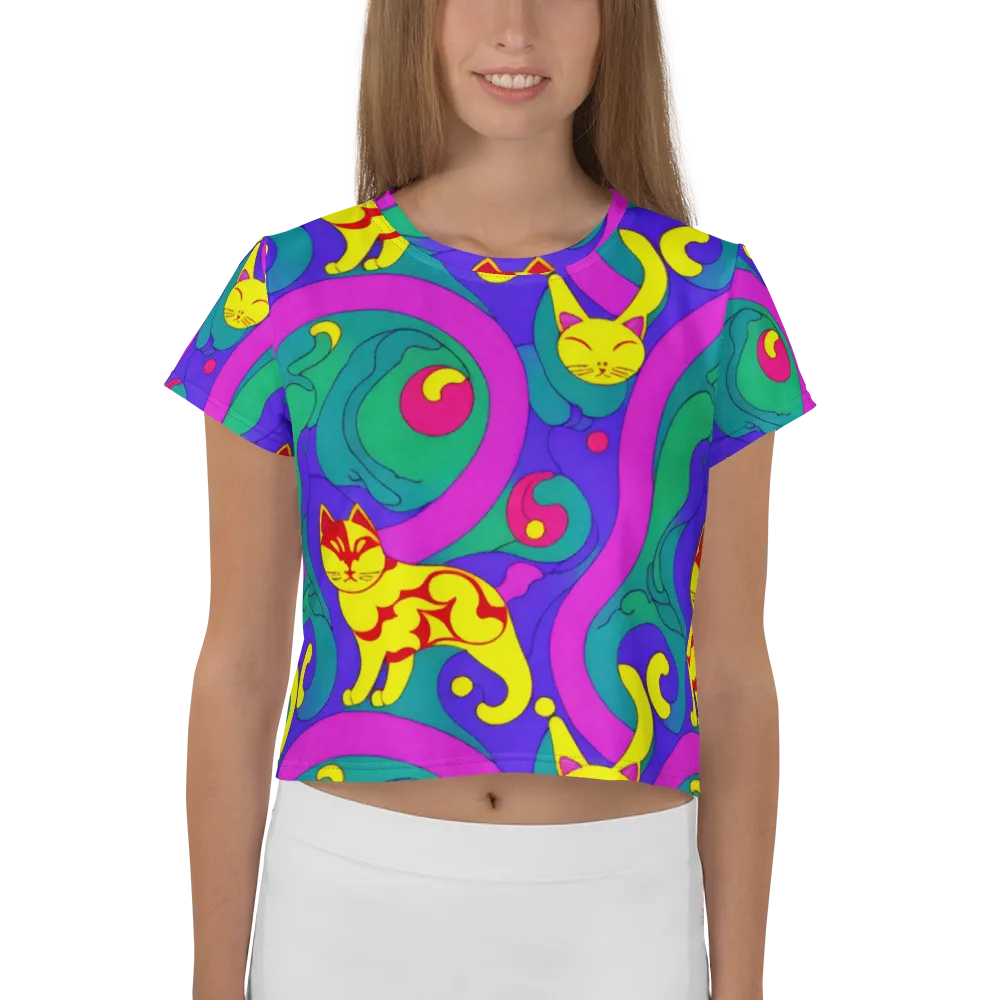 Neon Cat’s Cradle on Crop Tee — Front