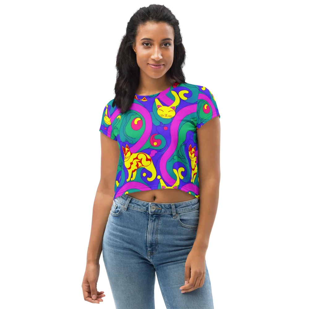 Neon Cat’s Cradle on Crop Tee — Front