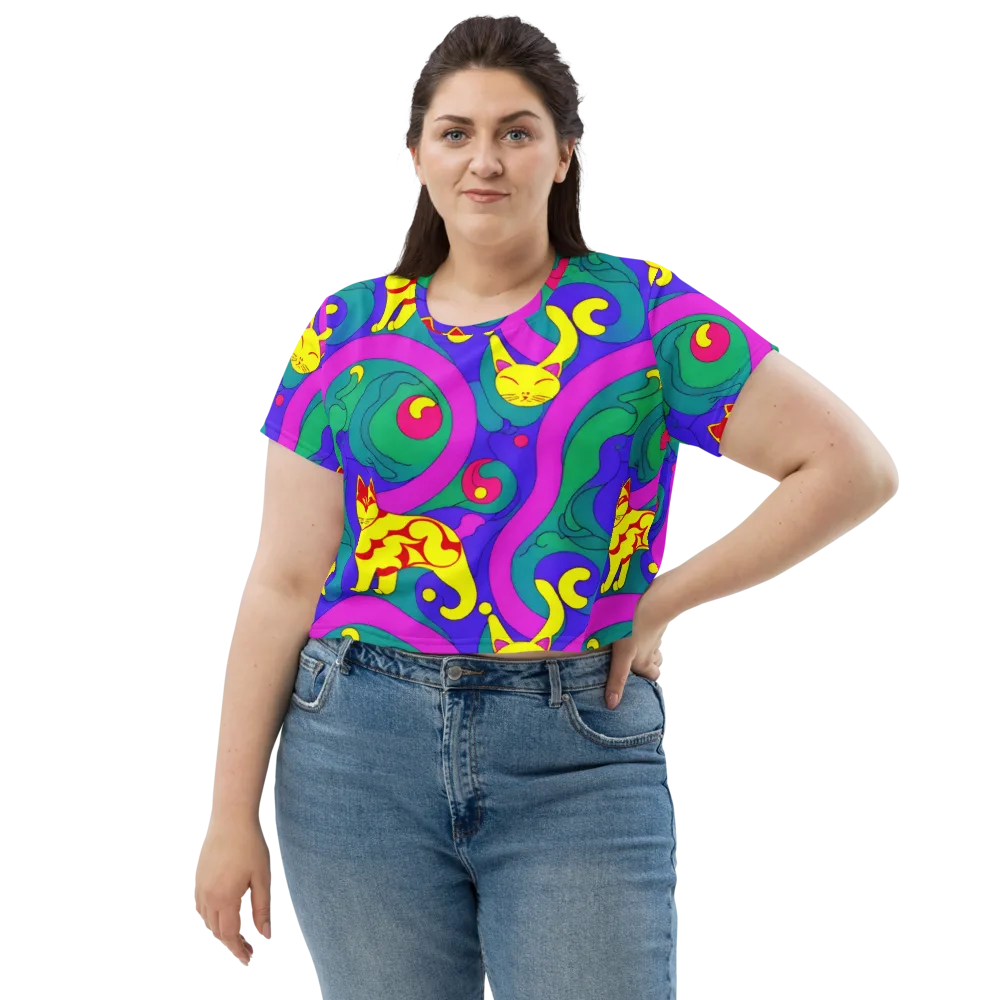 Neon Cat’s Cradle on Crop Tee — Front