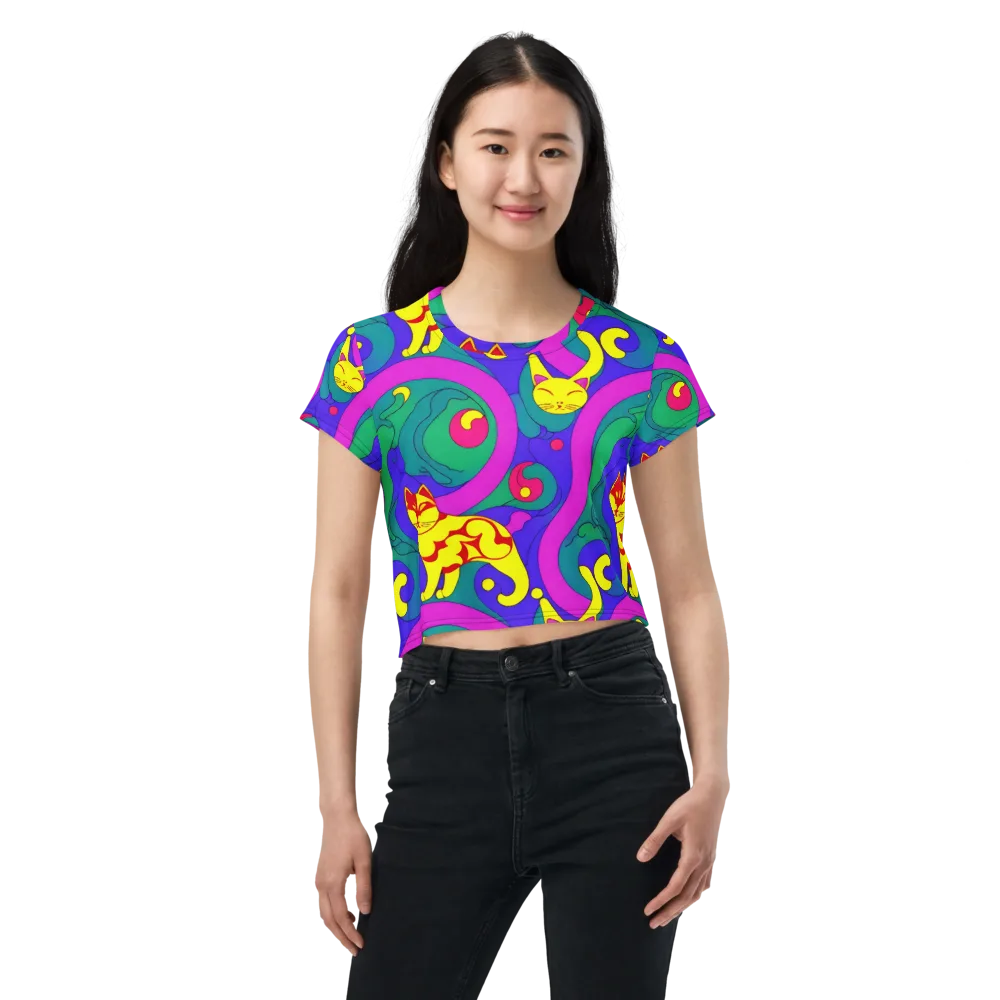 Neon Cat’s Cradle on Crop Tee — Front