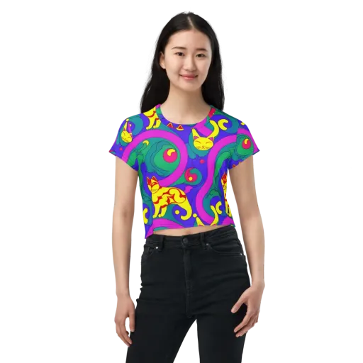 Neon Cat’s Cradle on a Crop Tee