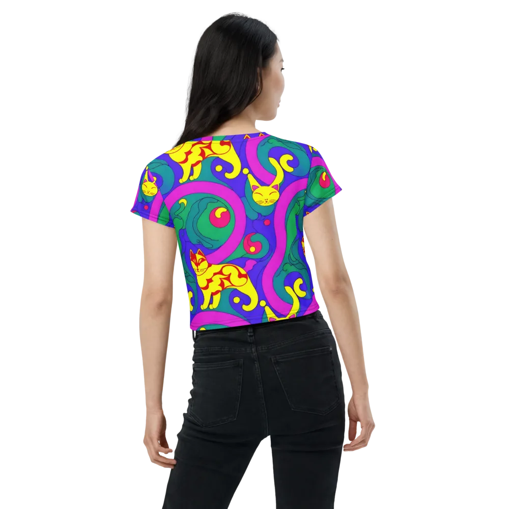 Neon Cat’s Cradle on Crop Tee — Back