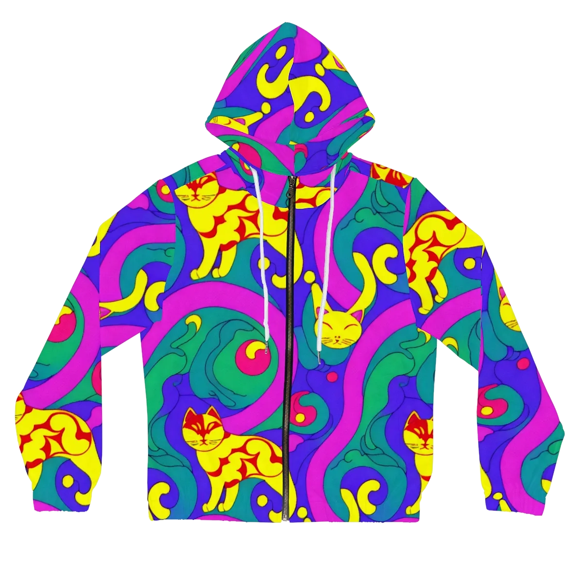 Neon Cat’s Cradle on Women's Full-Zip Hoodie — Front