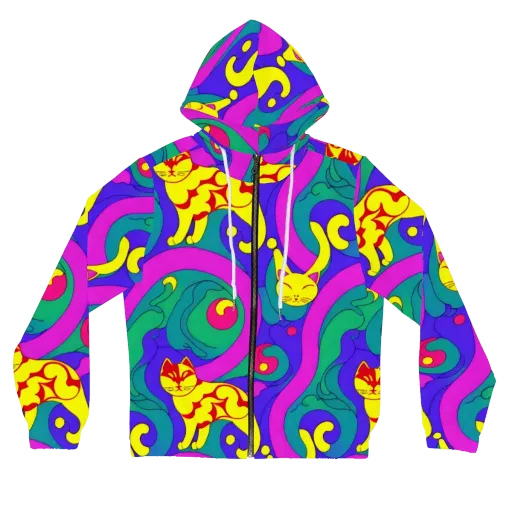 Neon Cat’s Cradle on a Women's Full-Zip Hoodie