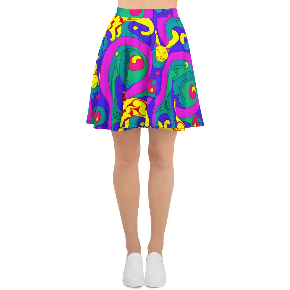 Neon Cat’s Cradle on Skater Skirt — Front