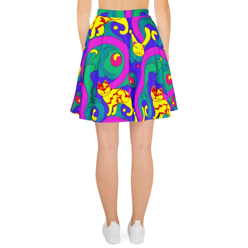 Neon Cat’s Cradle on Skater Skirt — Back