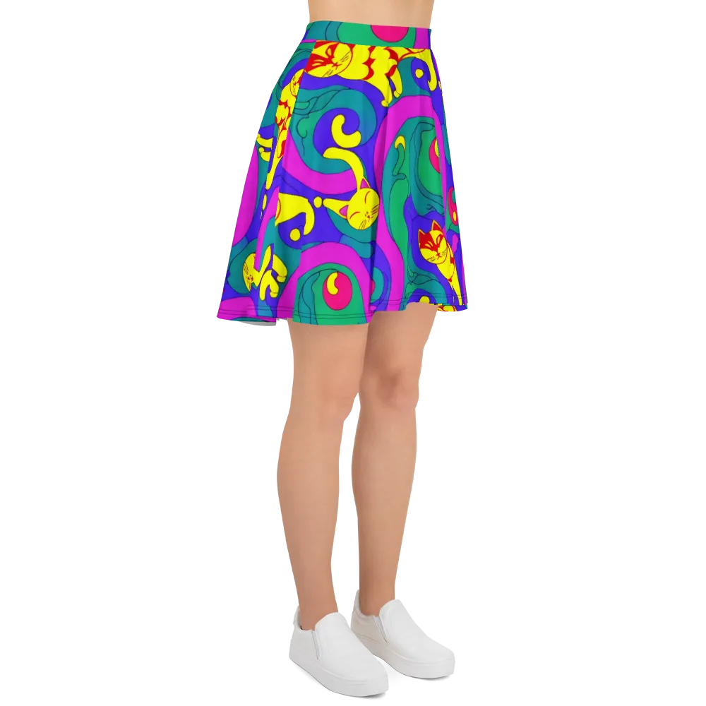 Neon Cat’s Cradle on Skater Skirt — Right
