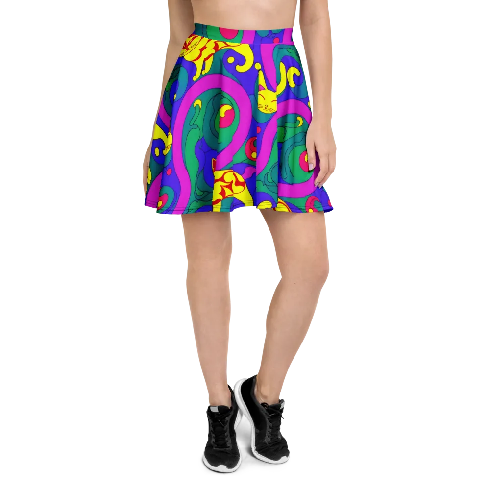 Neon Cat’s Cradle on Skater Skirt — Front