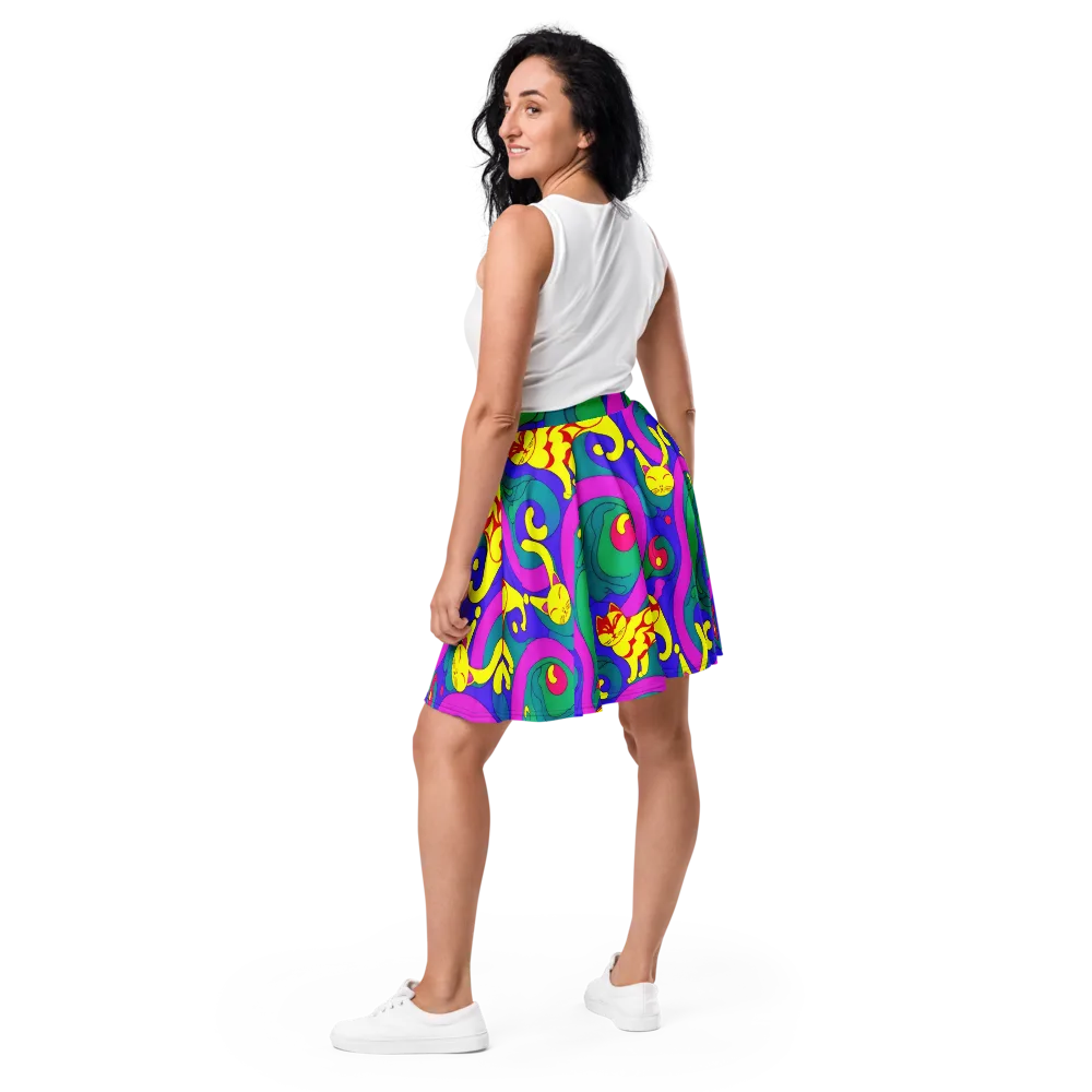 Neon Cat’s Cradle on Skater Skirt — Back