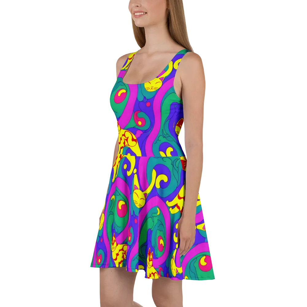 Neon Cat’s Cradle on Skater Dress — Left