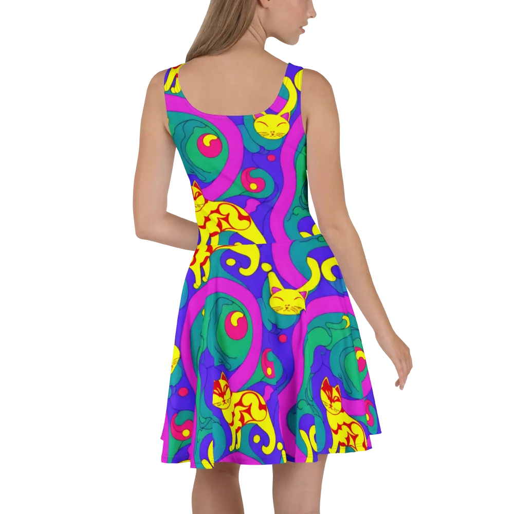 Neon Cat’s Cradle on Skater Dress — Back