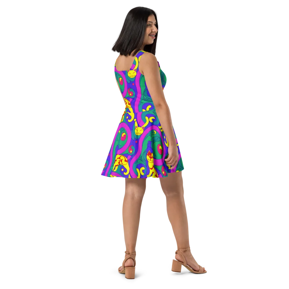 Neon Cat’s Cradle on Skater Dress — Right