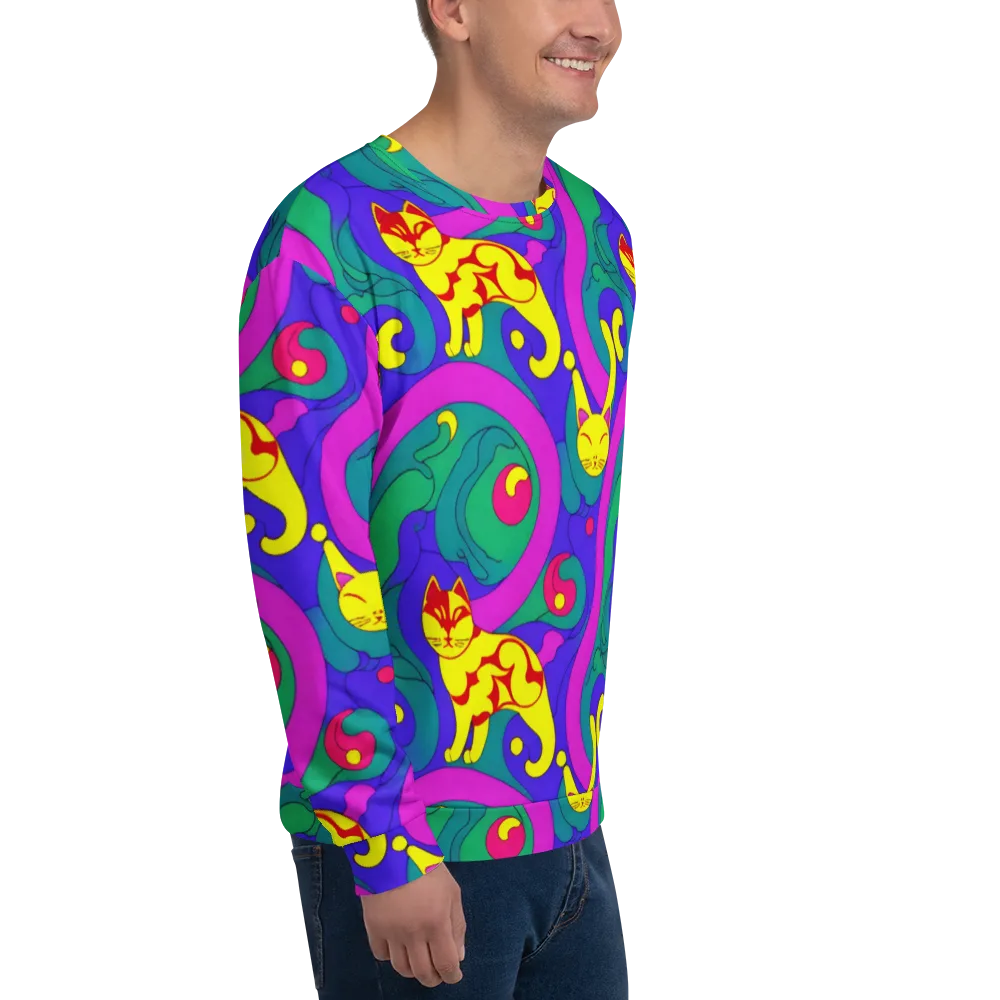 Neon Cat’s Cradle on Sweatshirt — Right Front