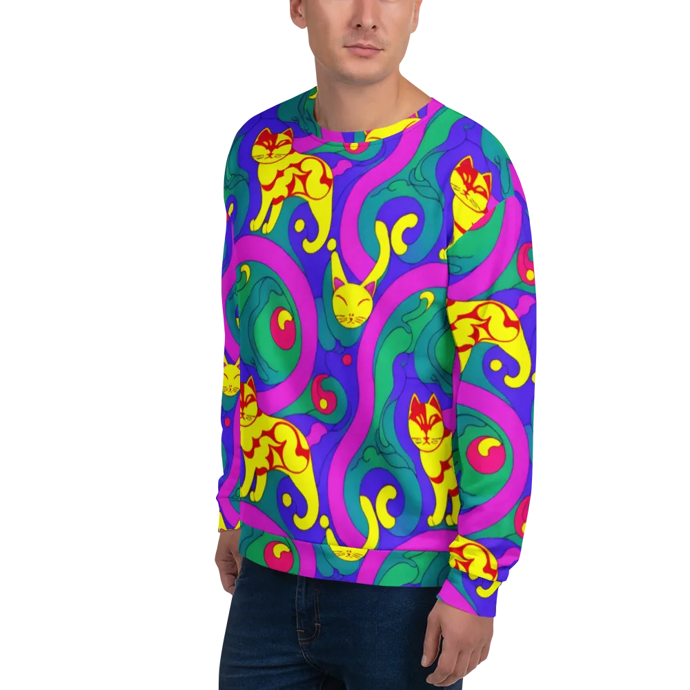 Neon Cat’s Cradle on Sweatshirt — Left Front