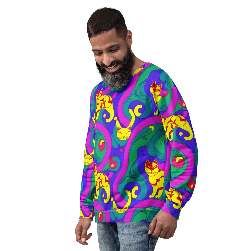 Neon Cat’s Cradle on Sweatshirt — Left Front