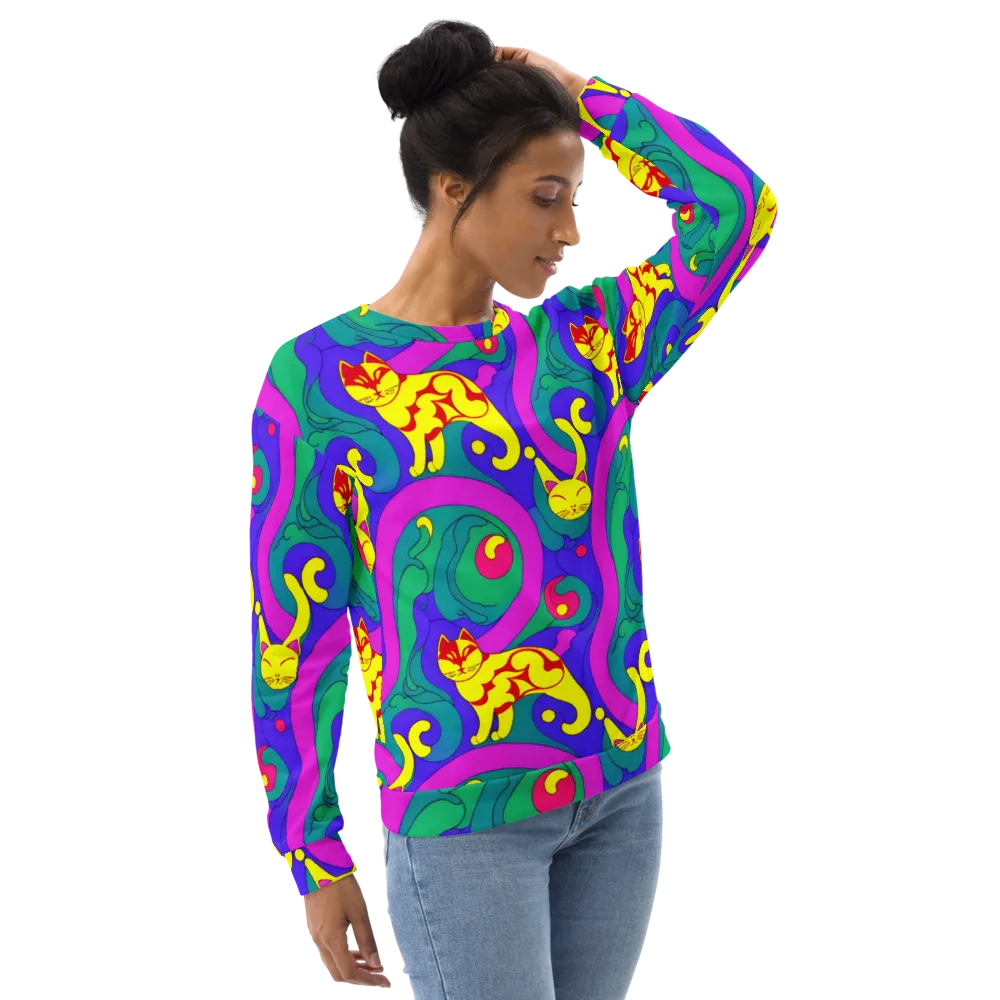 Neon Cat’s Cradle on Sweatshirt — Right Front