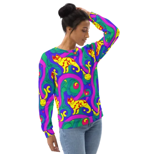 Neon Cat’s Cradle on a Sweatshirt