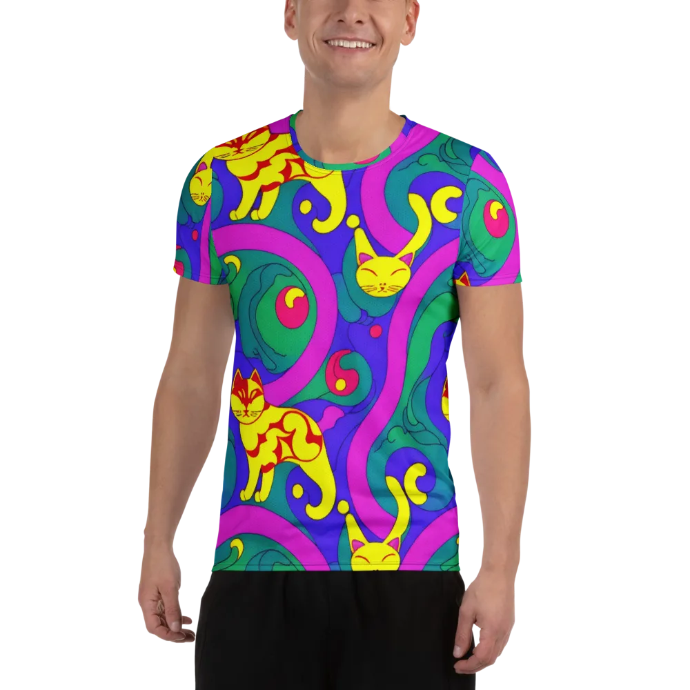 Neon Cat’s Cradle on Men's Athletic T-Shirt — Front