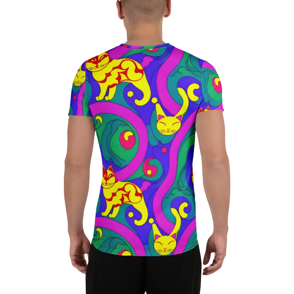 Neon Cat’s Cradle on Men's Athletic T-Shirt — Back