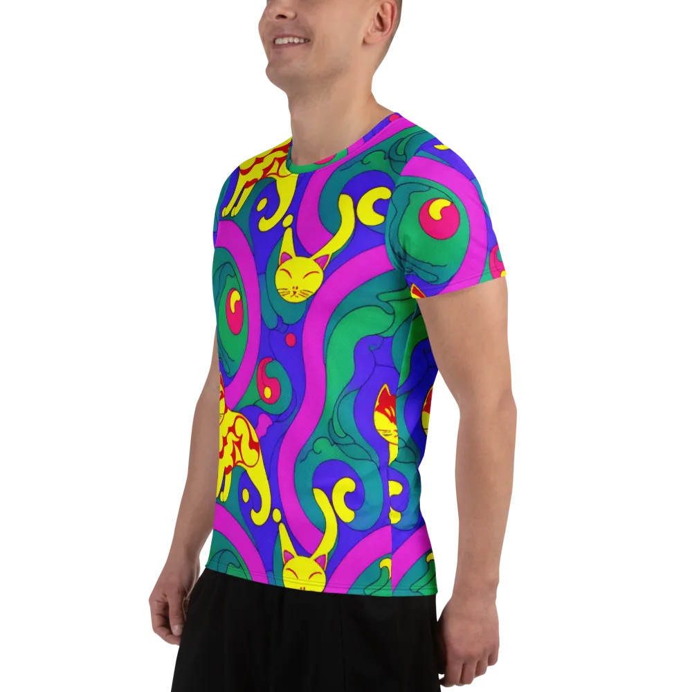 Neon Cat’s Cradle on Men's Athletic T-Shirt — Left