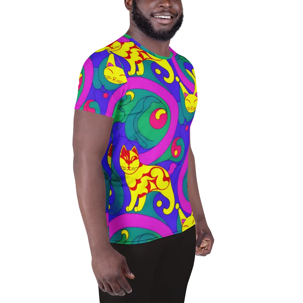Neon Cat’s Cradle on Men's Athletic T-Shirt — Right