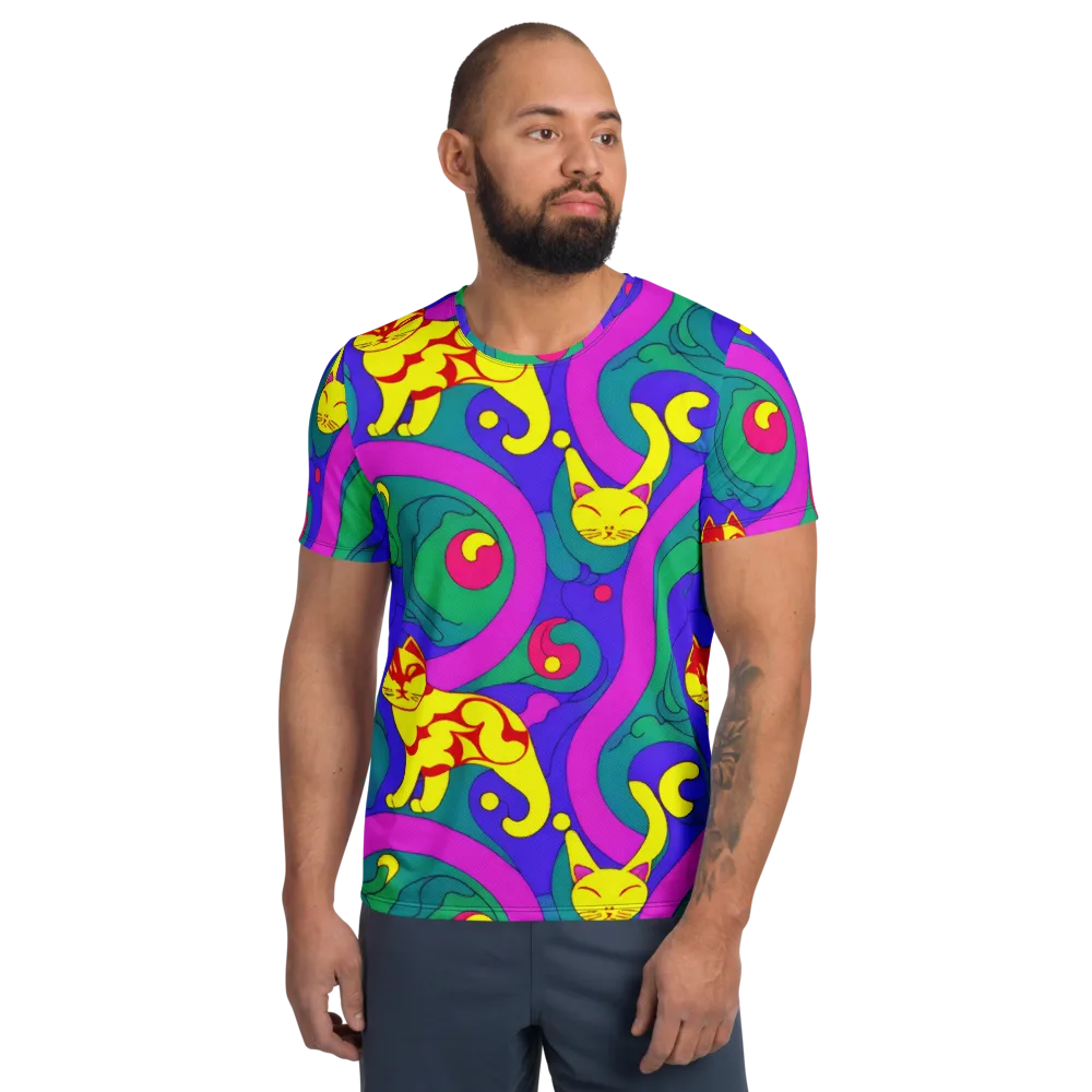 Neon Cat’s Cradle on Men's Athletic T-Shirt — Front