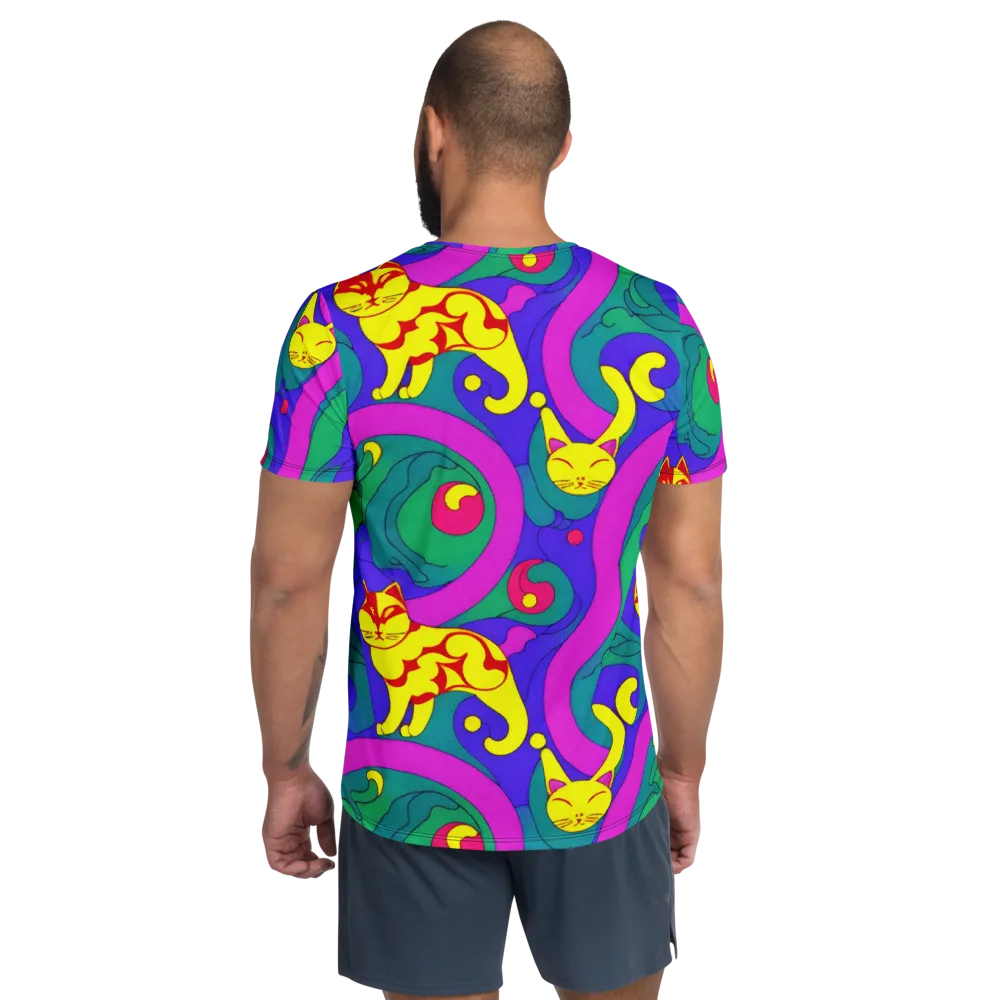 Neon Cat’s Cradle on Men's Athletic T-Shirt — Back