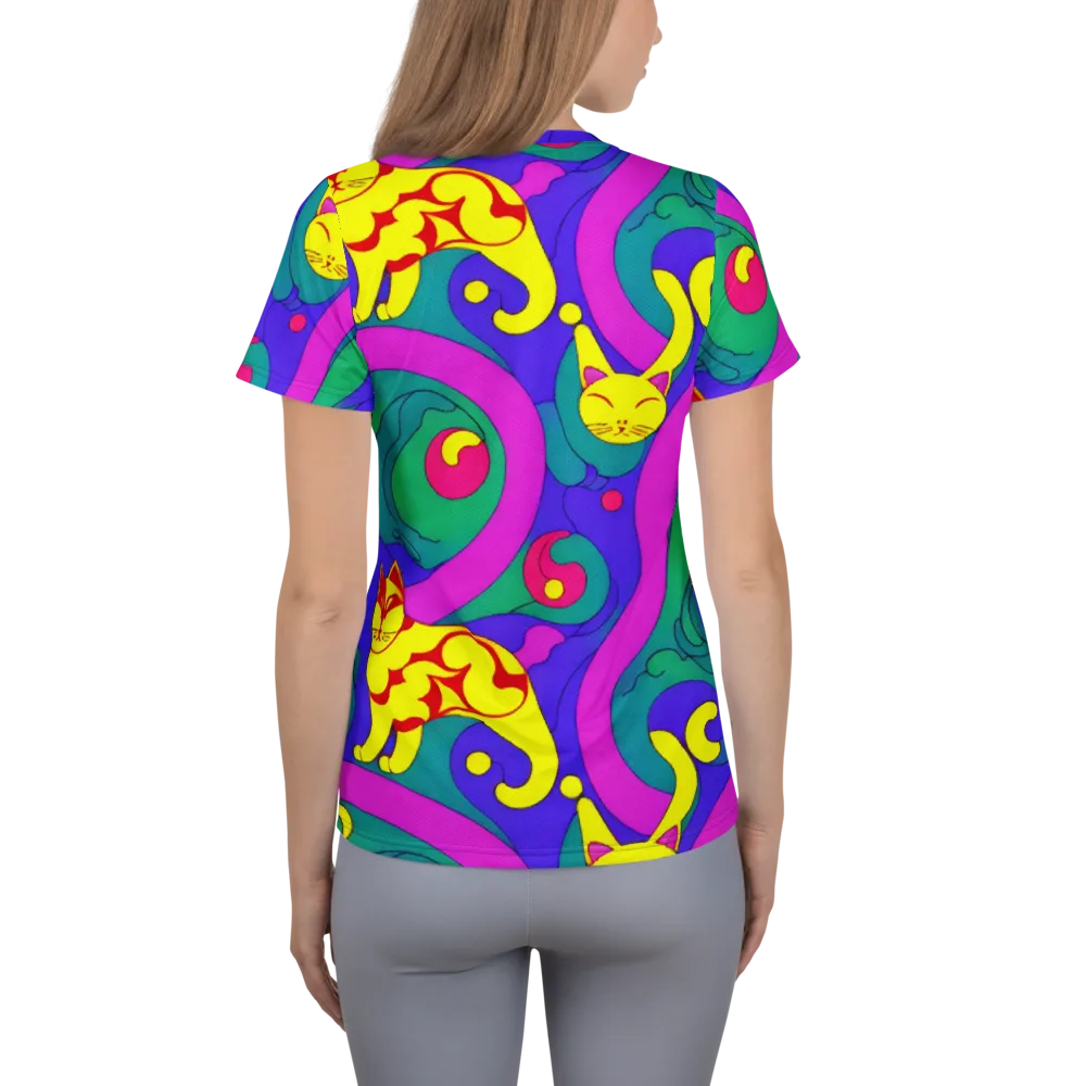 Neon Cat’s Cradle on Women's Athletic T-Shirt — Back