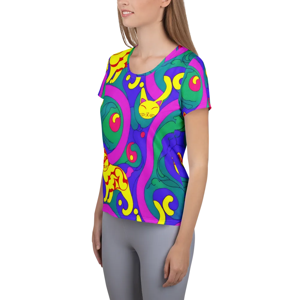 Neon Cat’s Cradle on Women's Athletic T-Shirt — Left