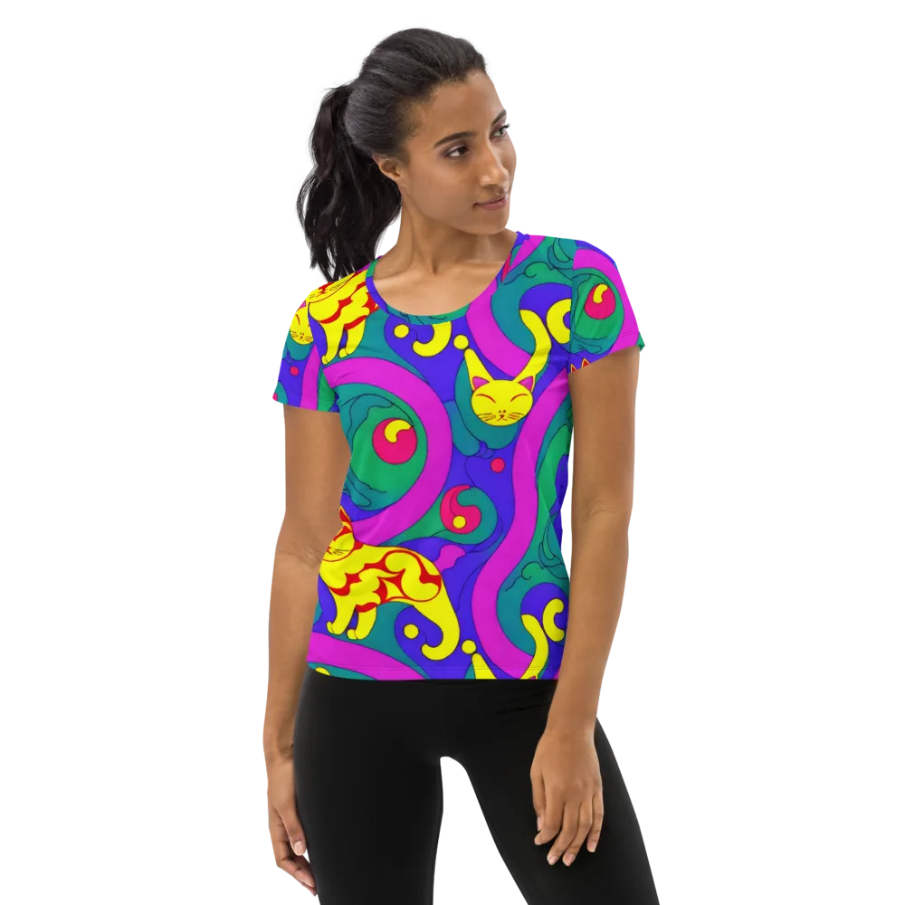Neon Cat’s Cradle on Women's Athletic T-Shirt — Front