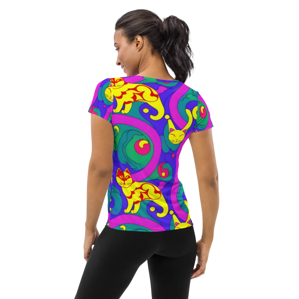 Neon Cat’s Cradle on Women's Athletic T-Shirt — Back