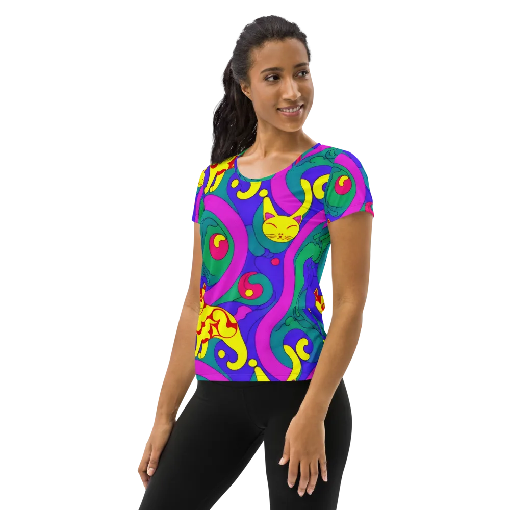 Neon Cat’s Cradle on Women's Athletic T-Shirt — Left