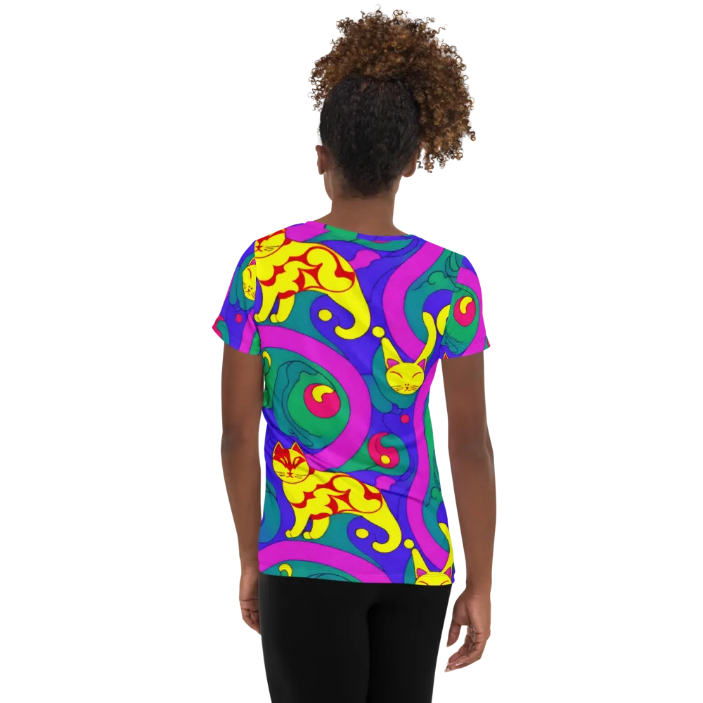 Neon Cat’s Cradle on Women's Athletic T-Shirt — Back