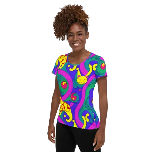 Neon Cat’s Cradle on a Women's Athletic T-Shirt