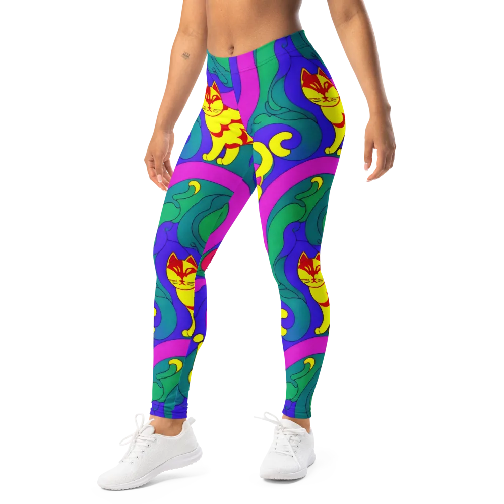 Neon Cat’s Cradle on Leggings — Left Front